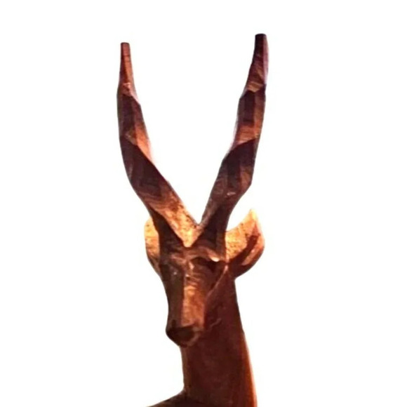 Vtg Hand Carved 7.5” Wood Antelope Deer Gazelle Statue/Figurine Made in Kenya Ta - Picture 4 of 11